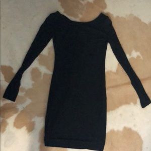 Black Scoop Neck Stretch Dress With Back Details